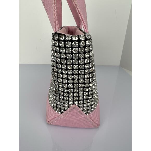 ALEXANDER WANG Mini Cruiser Pink Canvas Crystal Tote Bag - Picture 4 of 14